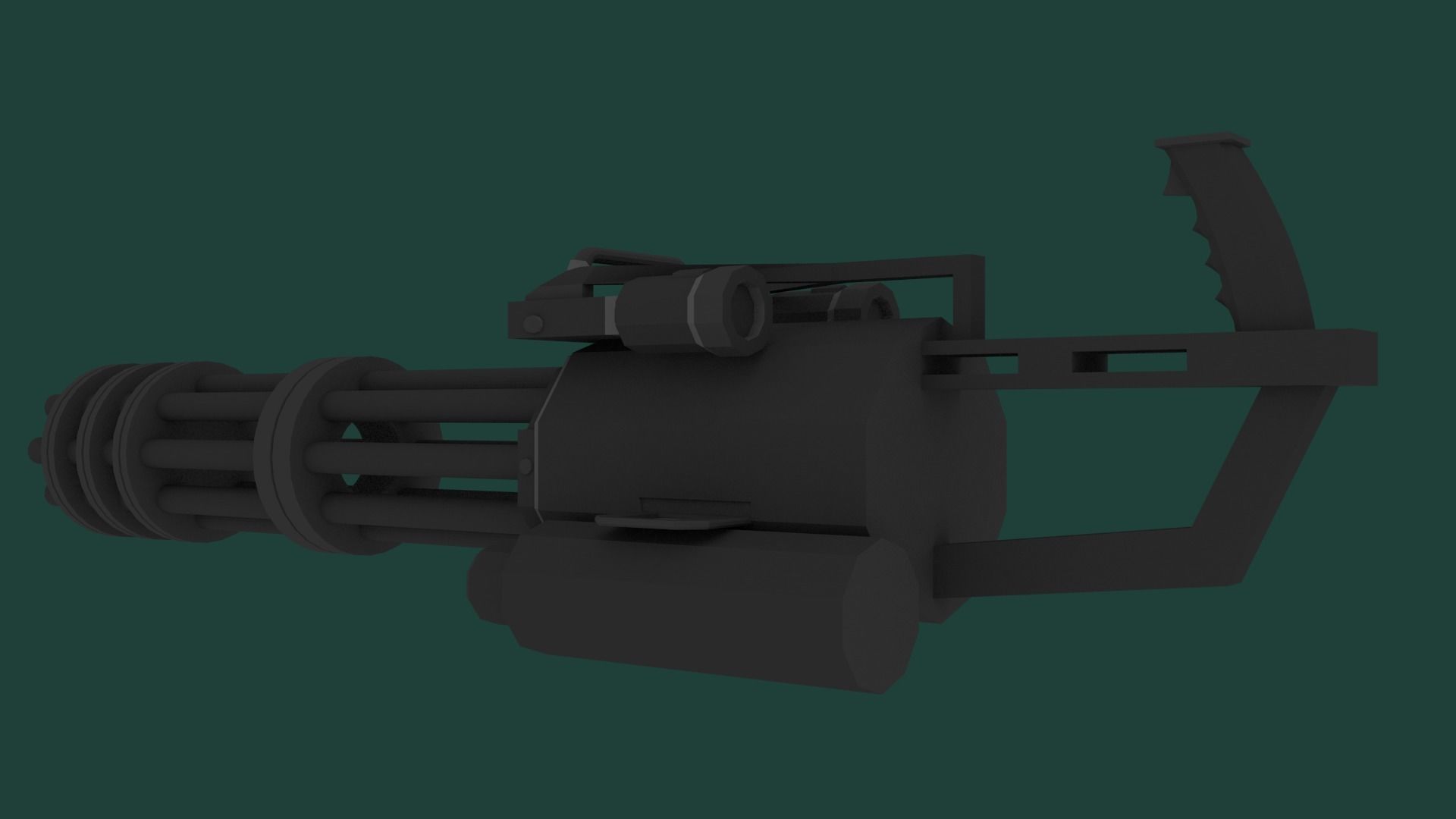 Minigun Low-poly 3D model_2