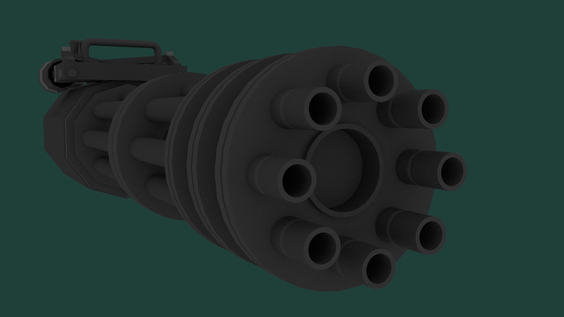 Minigun Low-poly 3D model_5