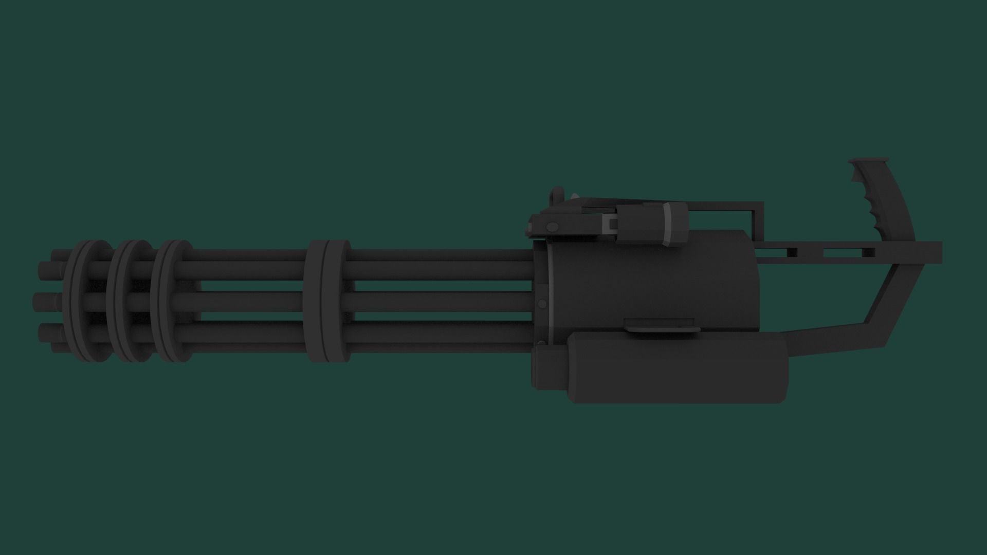 Minigun Low-poly 3D model_1