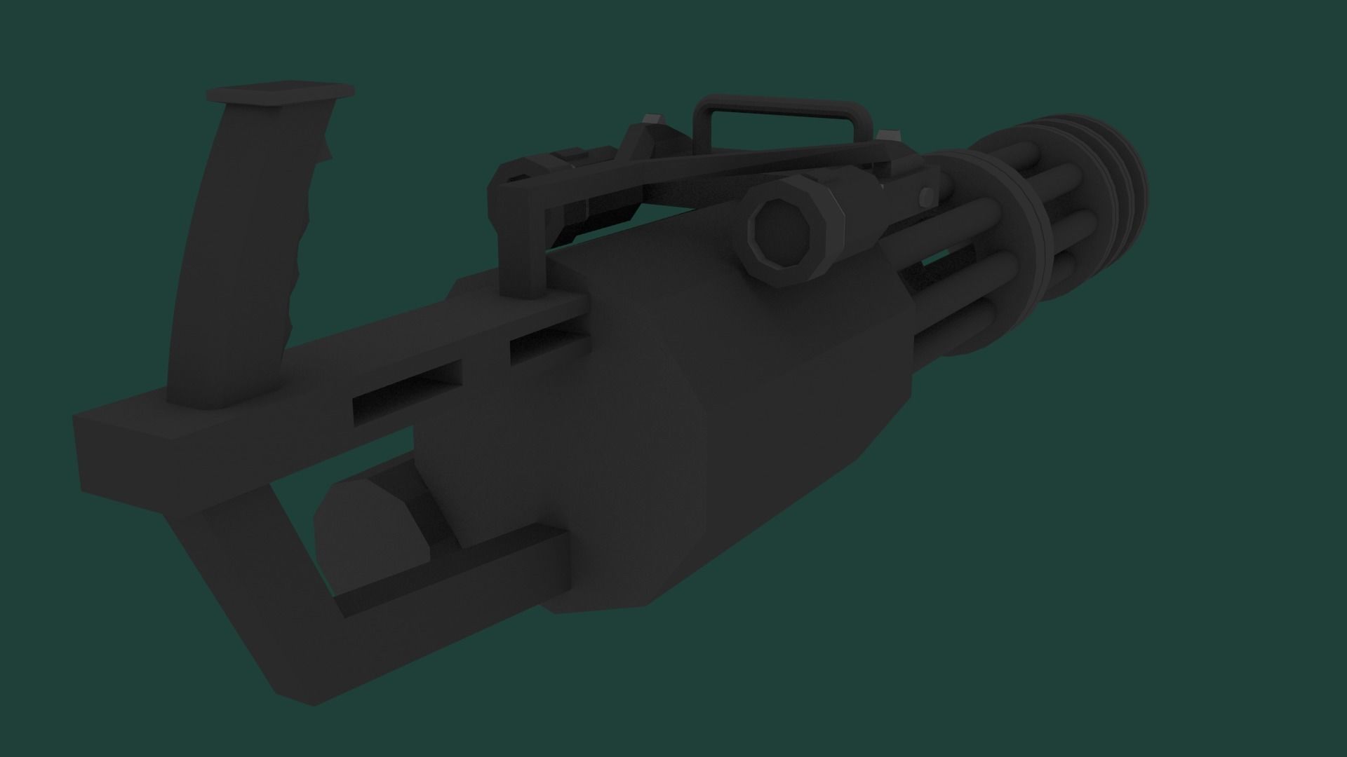 Minigun Low-poly 3D model_3