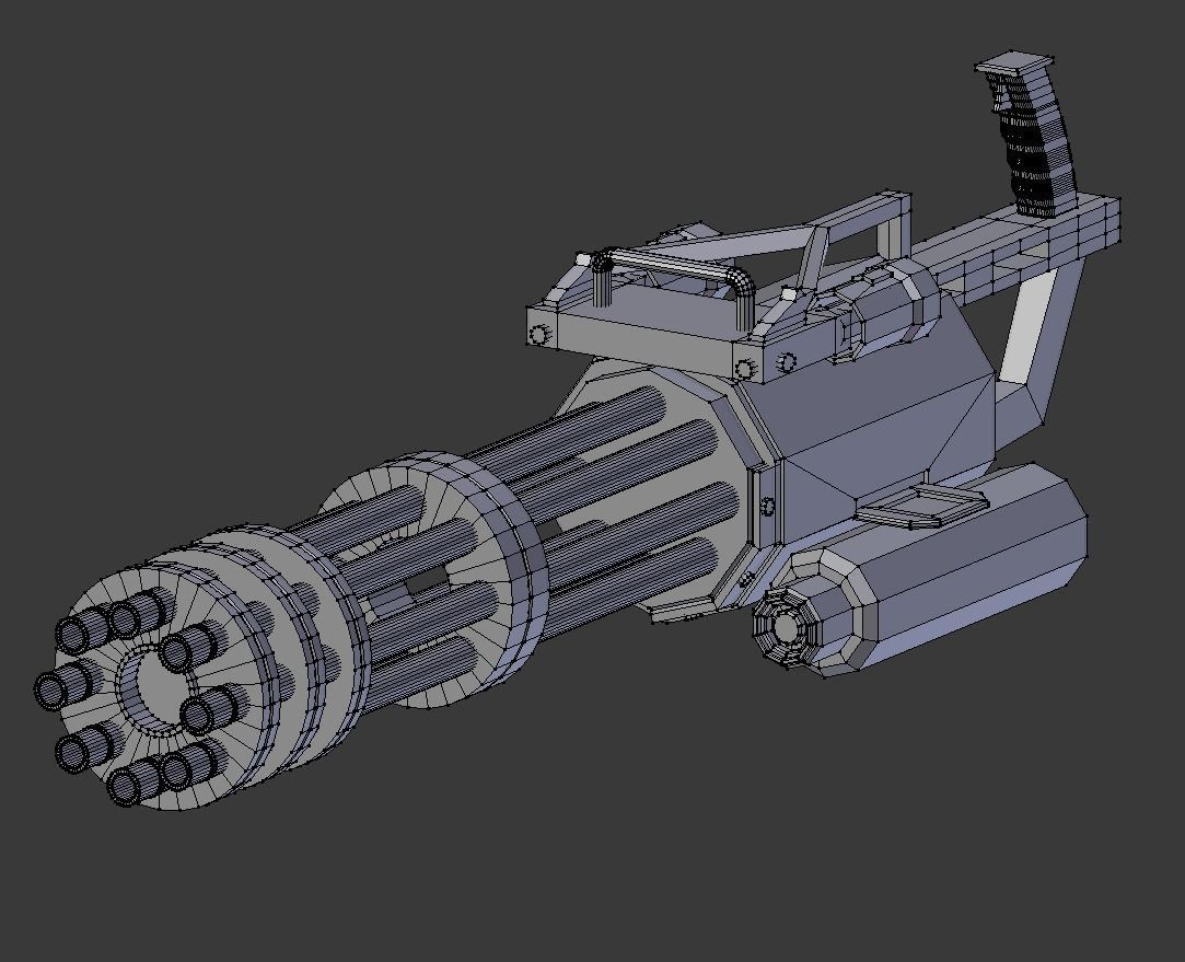 Minigun Low-poly 3D model_8