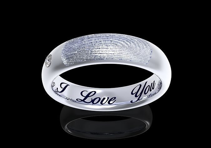 Fingerprint Women Ring  With Inside Engraved Model- CC97-F 3D print model