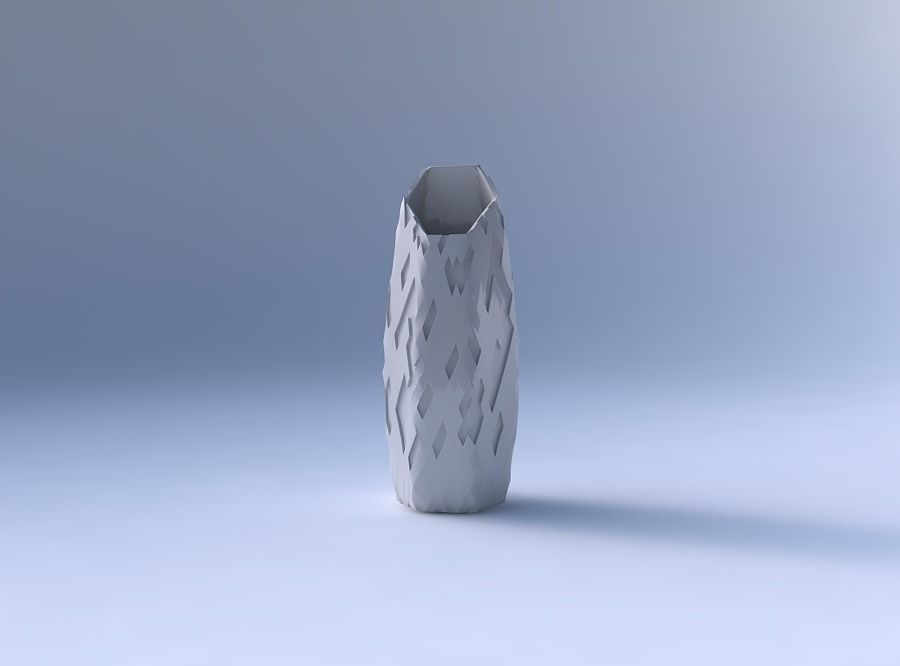 Vase bent hexagon with cavities 3D print model_4