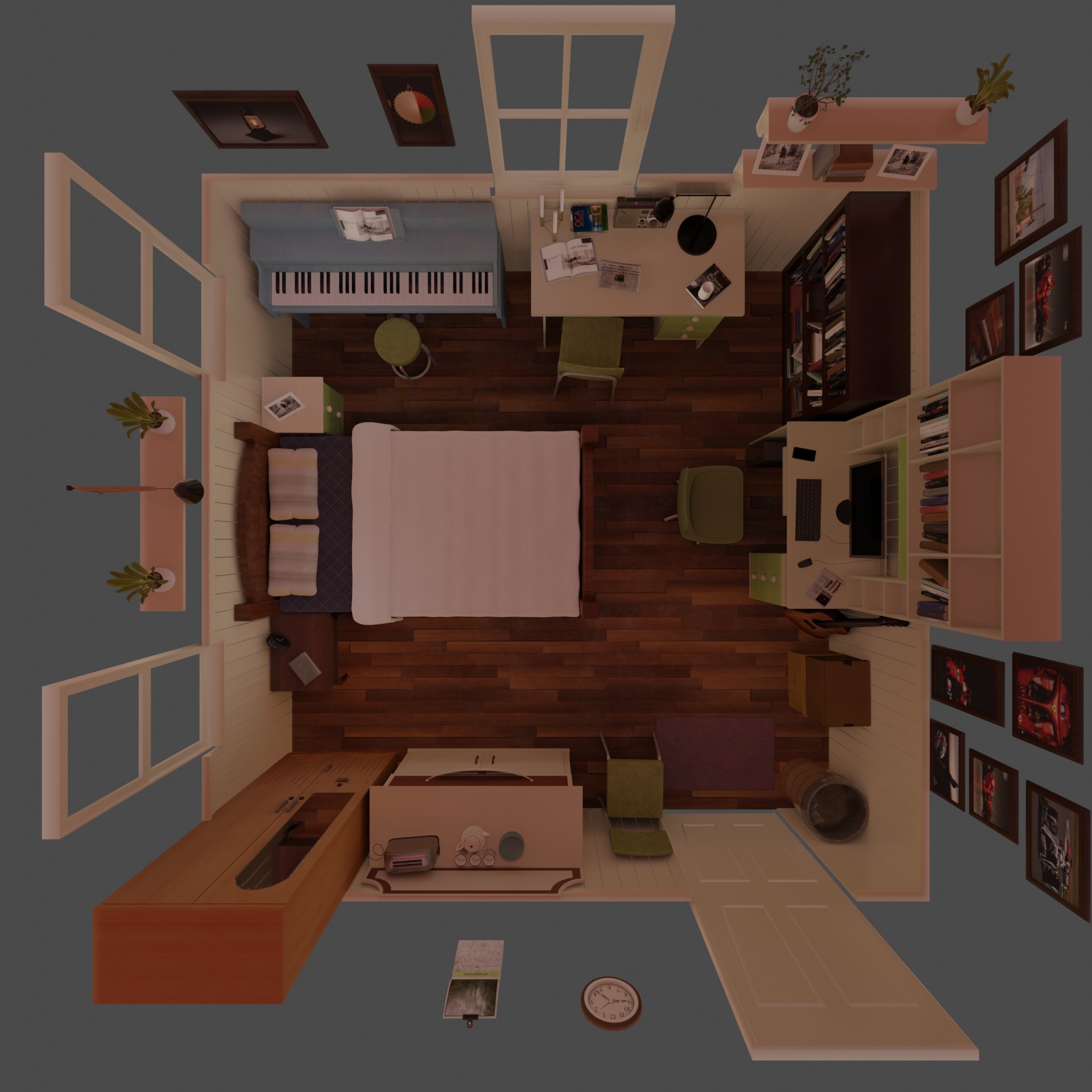 Cartoon Bedroom 3D model_2