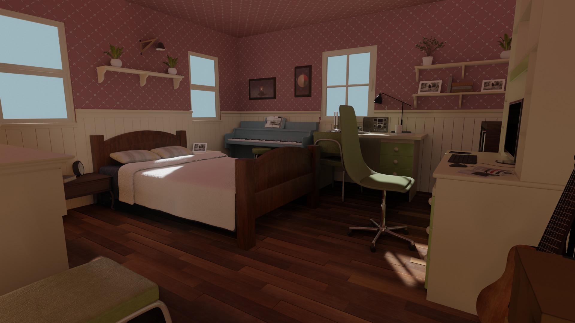 Cartoon Bedroom 3D model_10