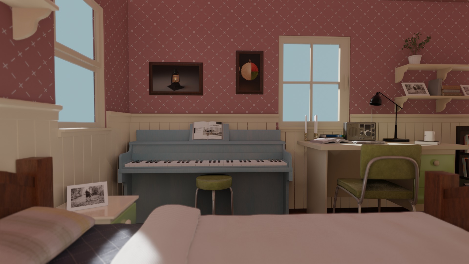 Cartoon Bedroom 3D model_7