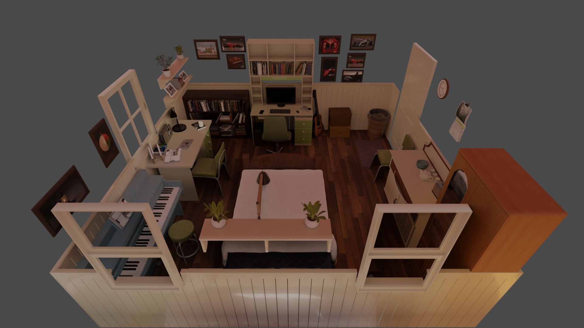 Cartoon Bedroom 3D model_1