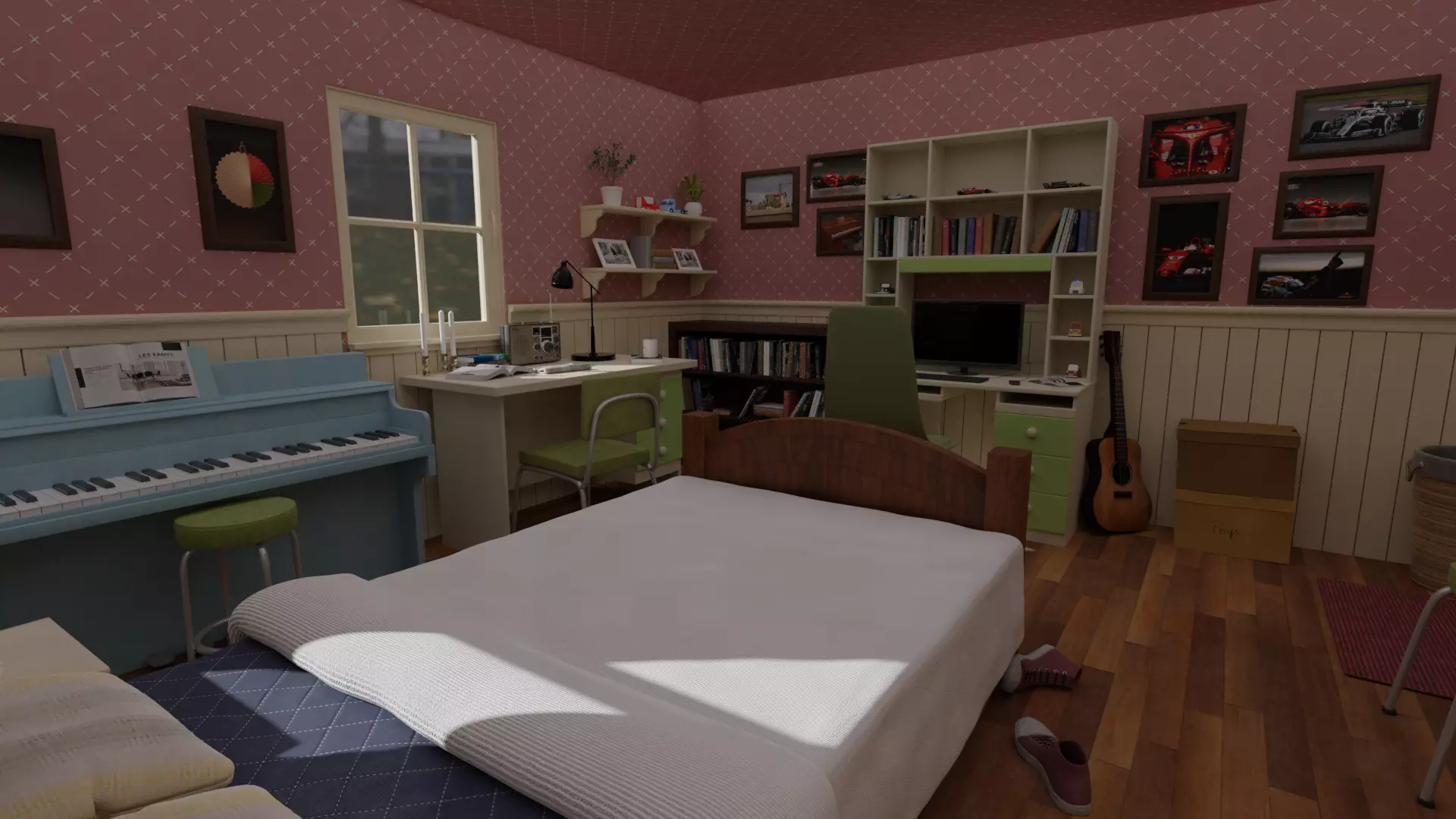 Cartoon Bedroom 3D model_0