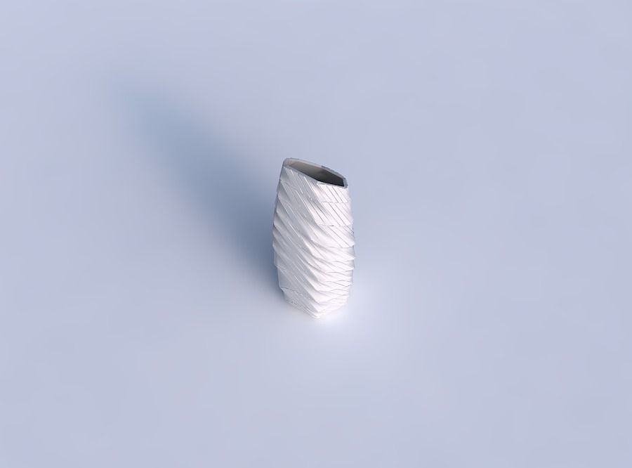 Vase bent hexagon with distorted and twisted grid plates 3D print model_1