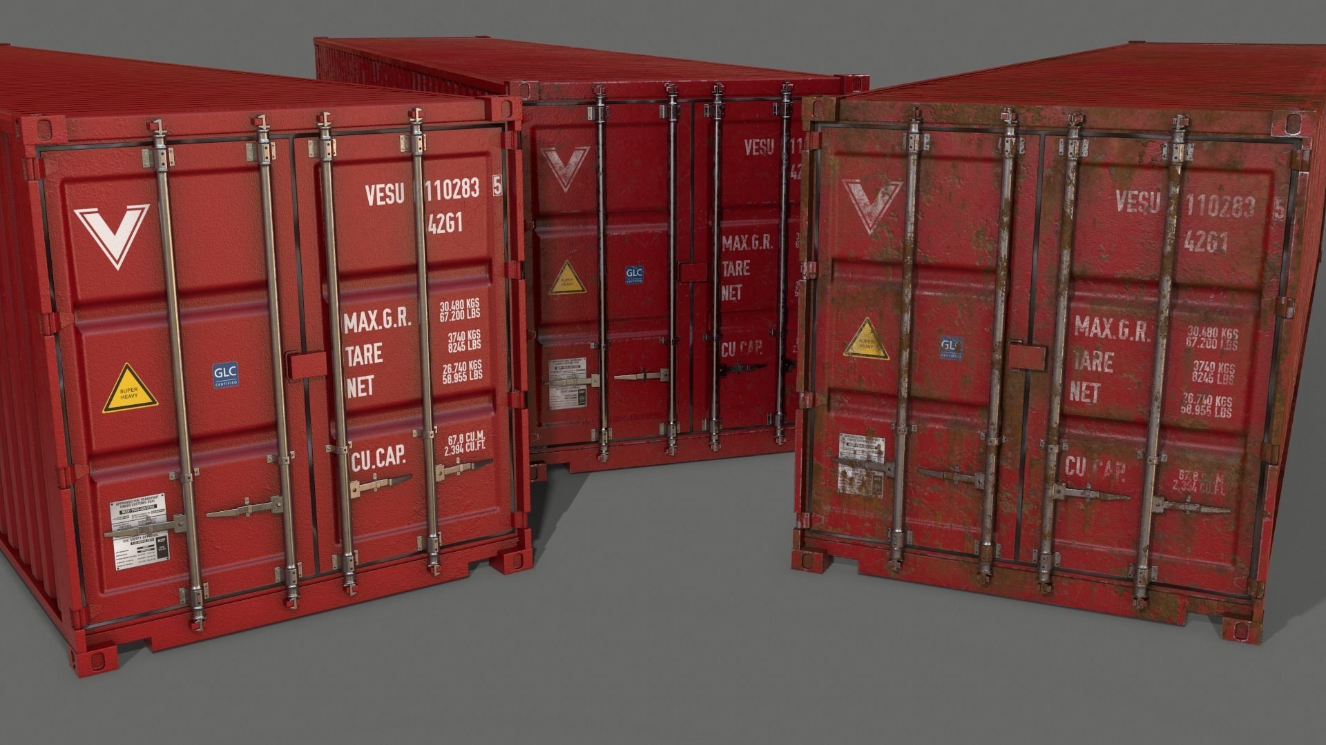 PBR 40 ft Shipping Cargo Container - Multi color Pack 3D Model Collection_45