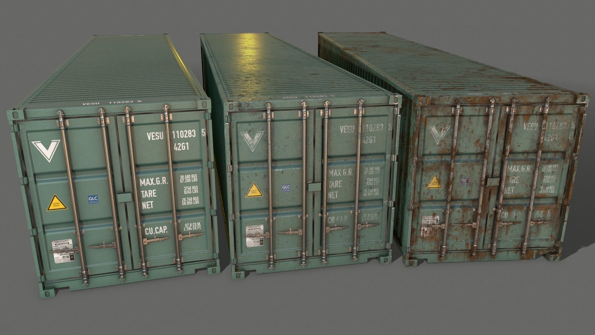 PBR 40 ft Shipping Cargo Container - Multi color Pack 3D Model Collection_37