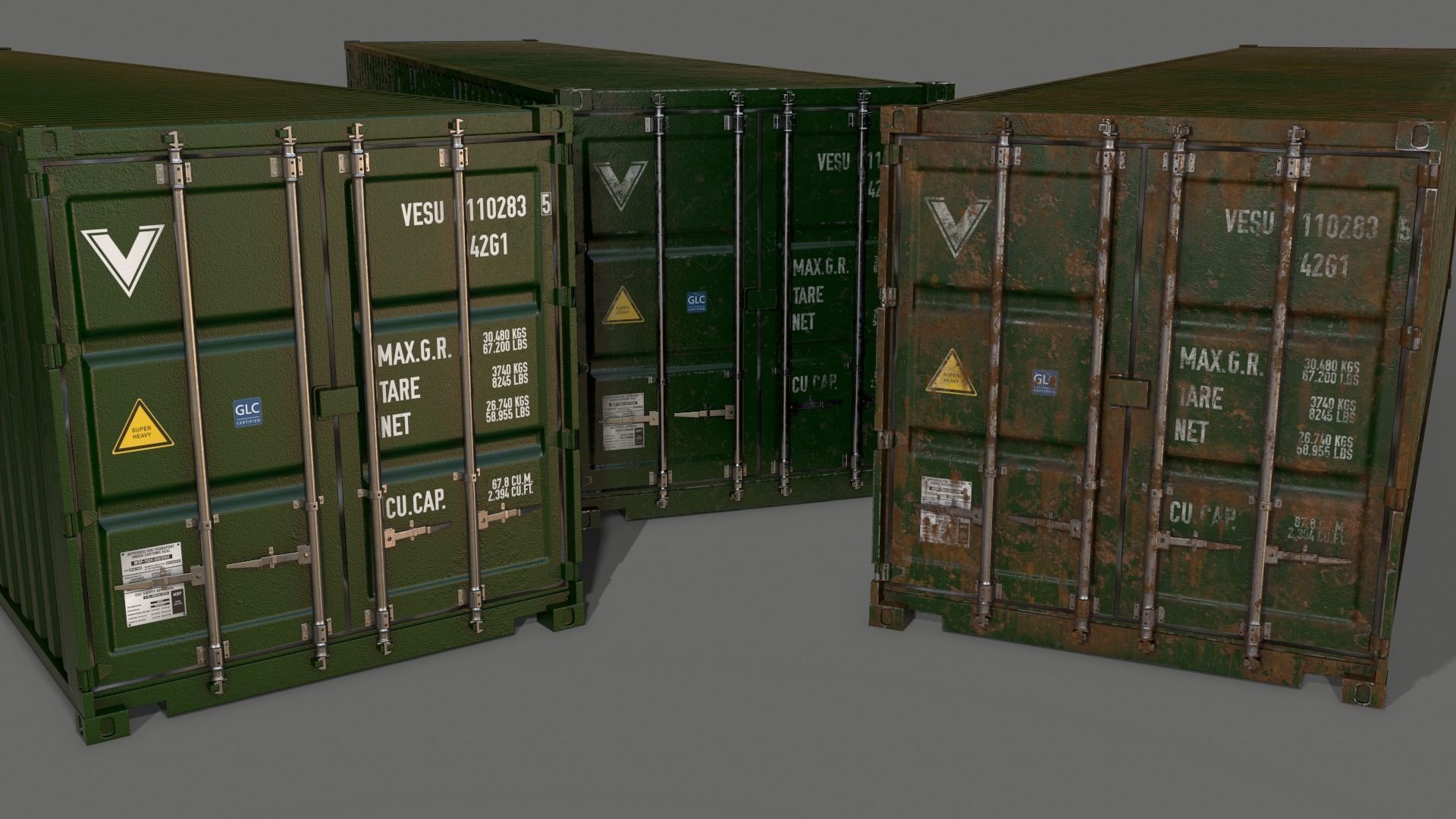 PBR 40 ft Shipping Cargo Container - Multi color Pack 3D Model Collection_50