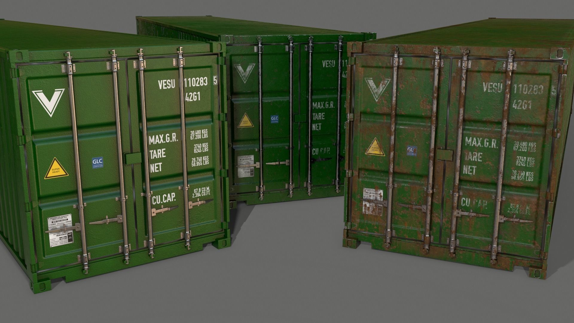 PBR 40 ft Shipping Cargo Container - Multi color Pack 3D Model Collection_46