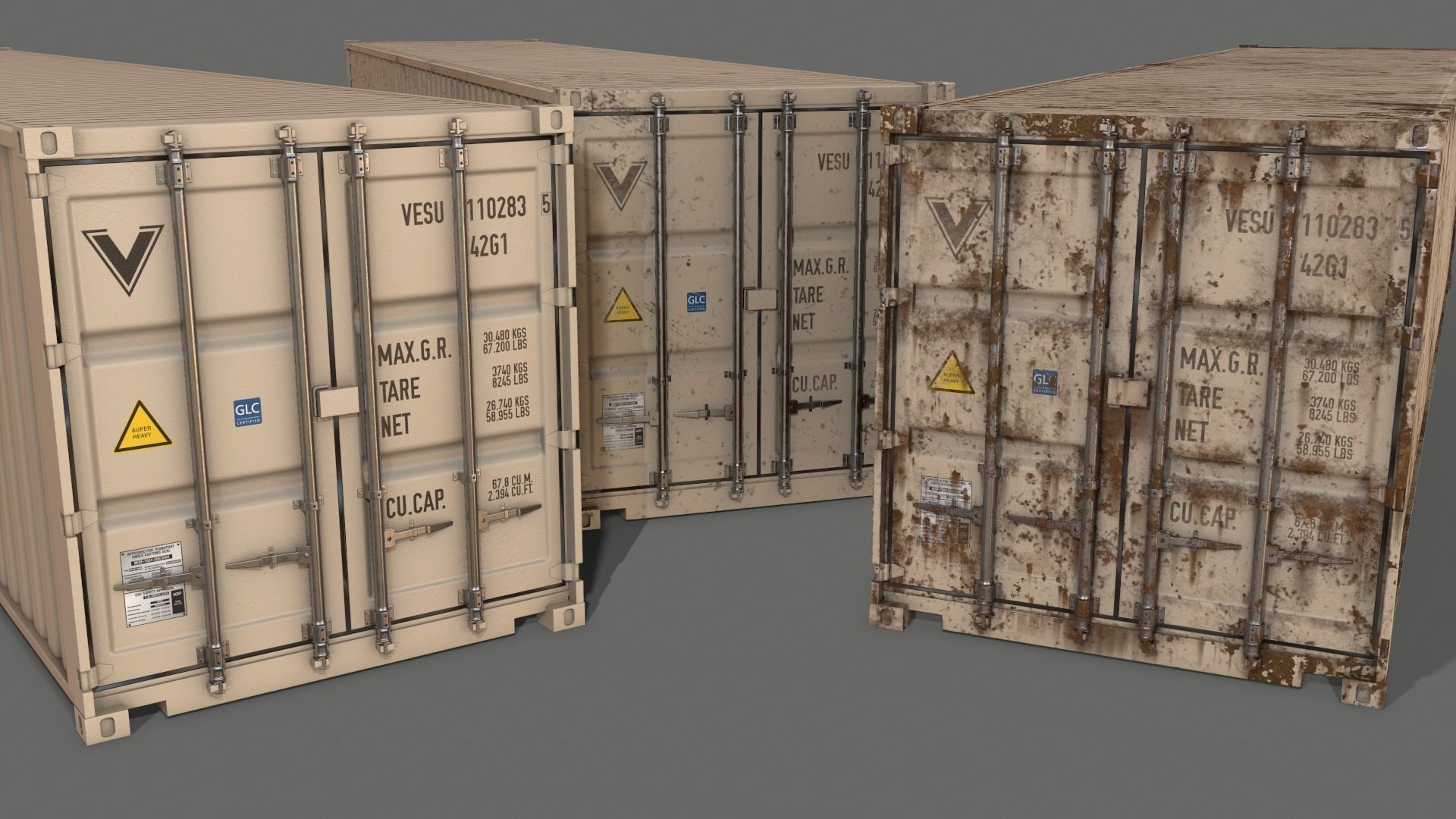 PBR 40 ft Shipping Cargo Container - Multi color Pack 3D Model Collection_49