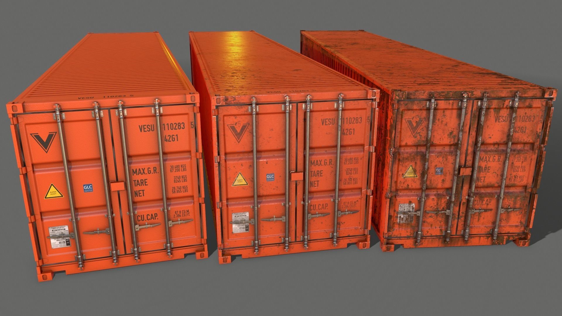 PBR 40 ft Shipping Cargo Container - Multi color Pack 3D Model Collection_40