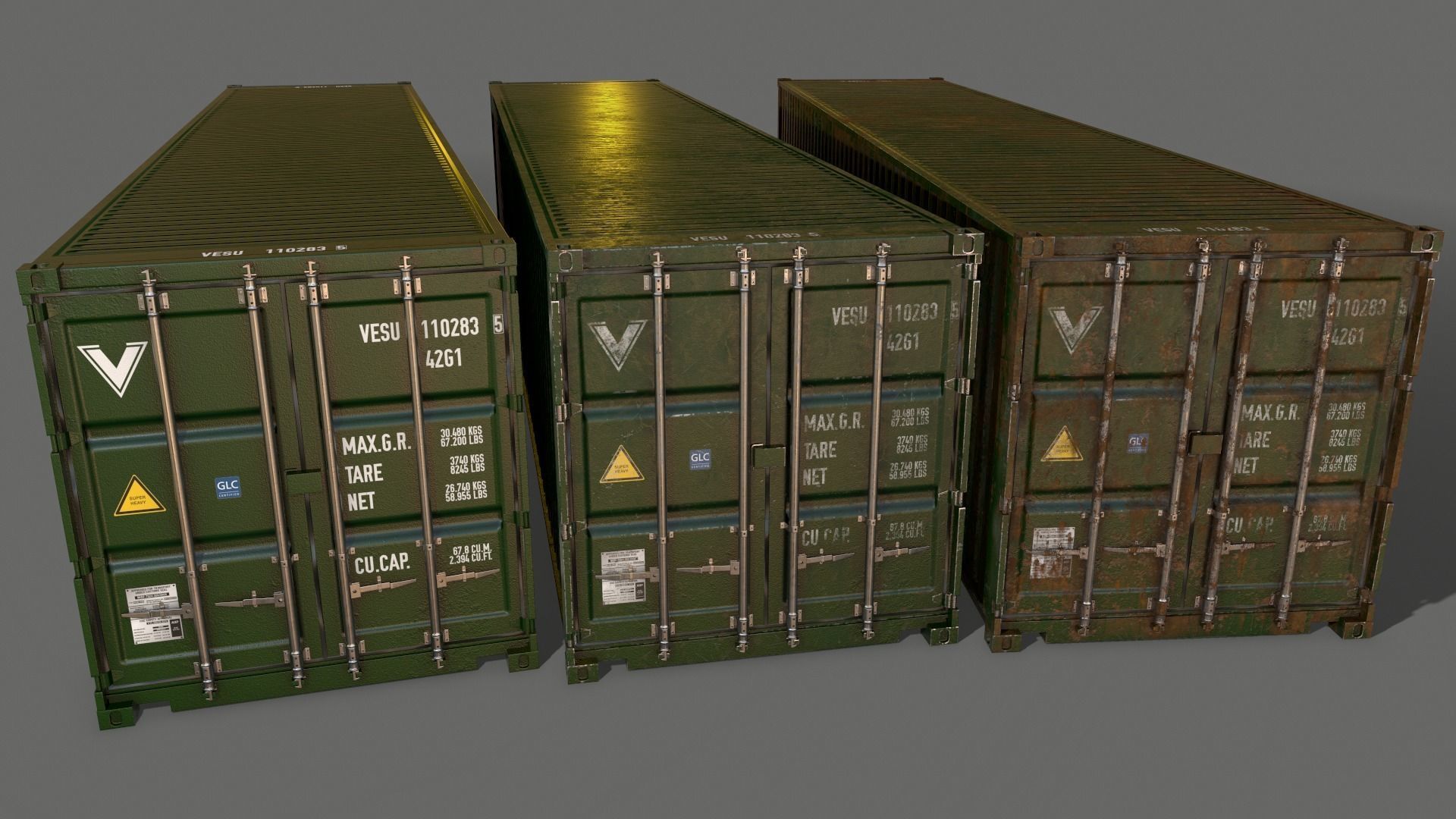 PBR 40 ft Shipping Cargo Container - Multi color Pack 3D Model Collection_38