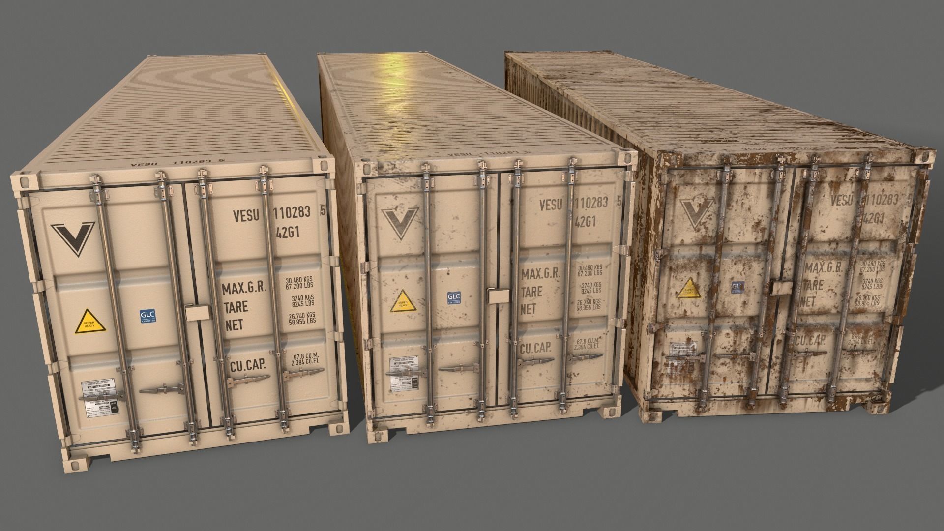 PBR 40 ft Shipping Cargo Container - Multi color Pack 3D Model Collection_39