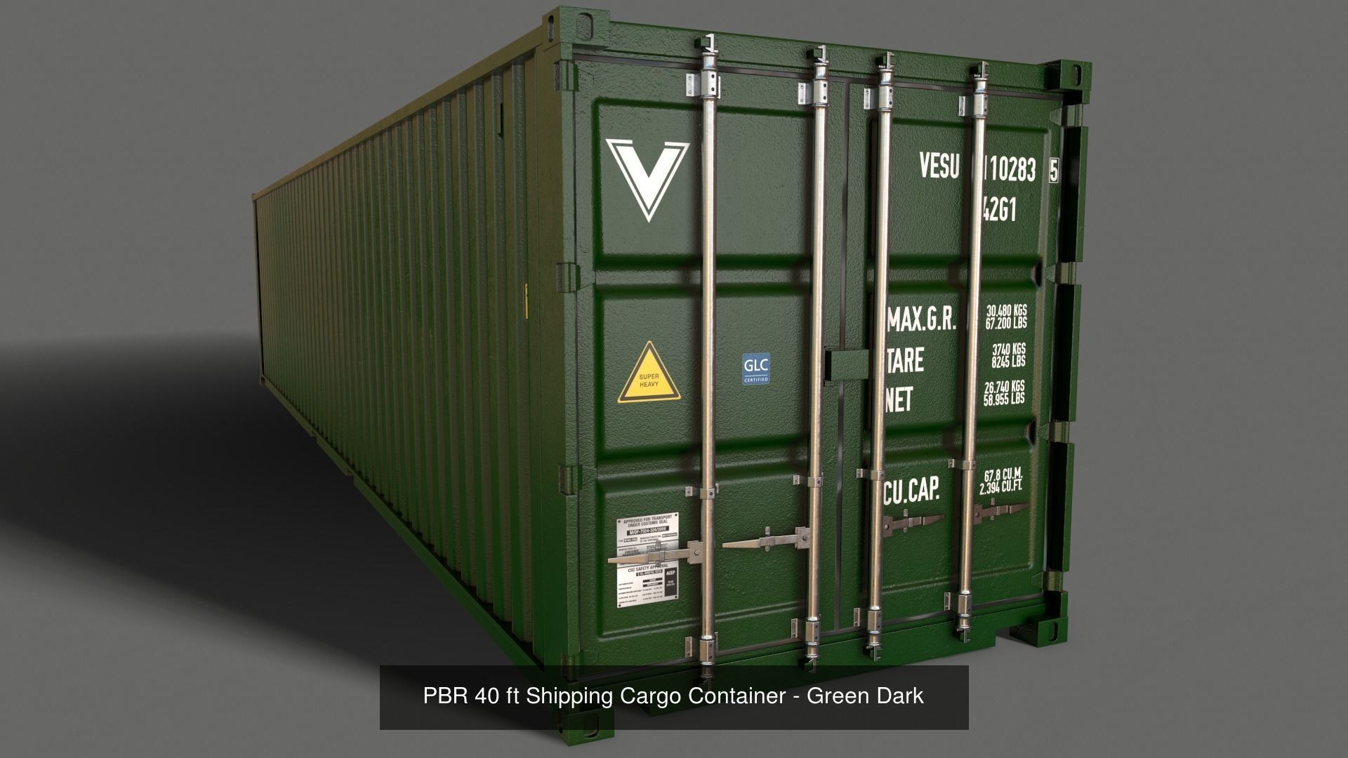 PBR 40 ft Shipping Cargo Container - Multi color Pack 3D Model Collection_26