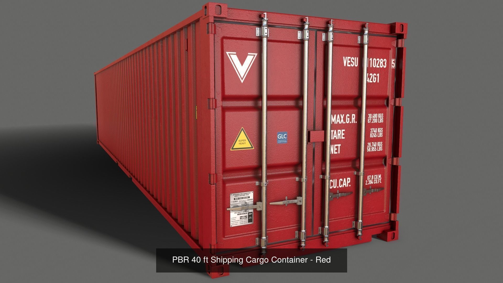 PBR 40 ft Shipping Cargo Container - Multi color Pack 3D Model Collection_28