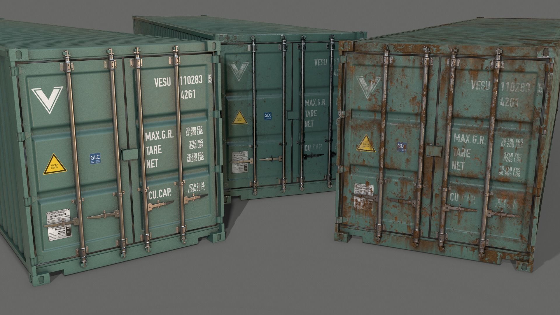 PBR 40 ft Shipping Cargo Container - Multi color Pack 3D Model Collection_47