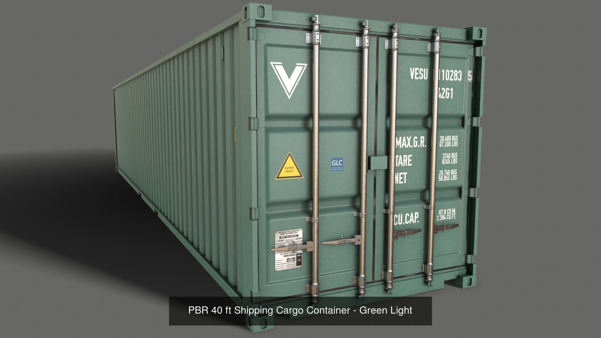 PBR 40 ft Shipping Cargo Container - Multi color Pack 3D Model Collection_27