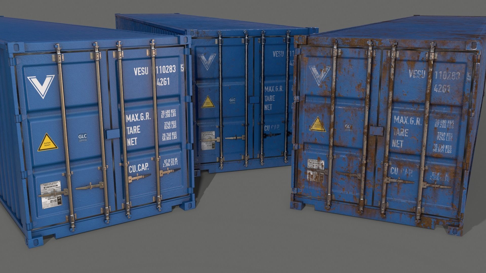 PBR 40 ft Shipping Cargo Container - Multi color Pack 3D Model Collection_43