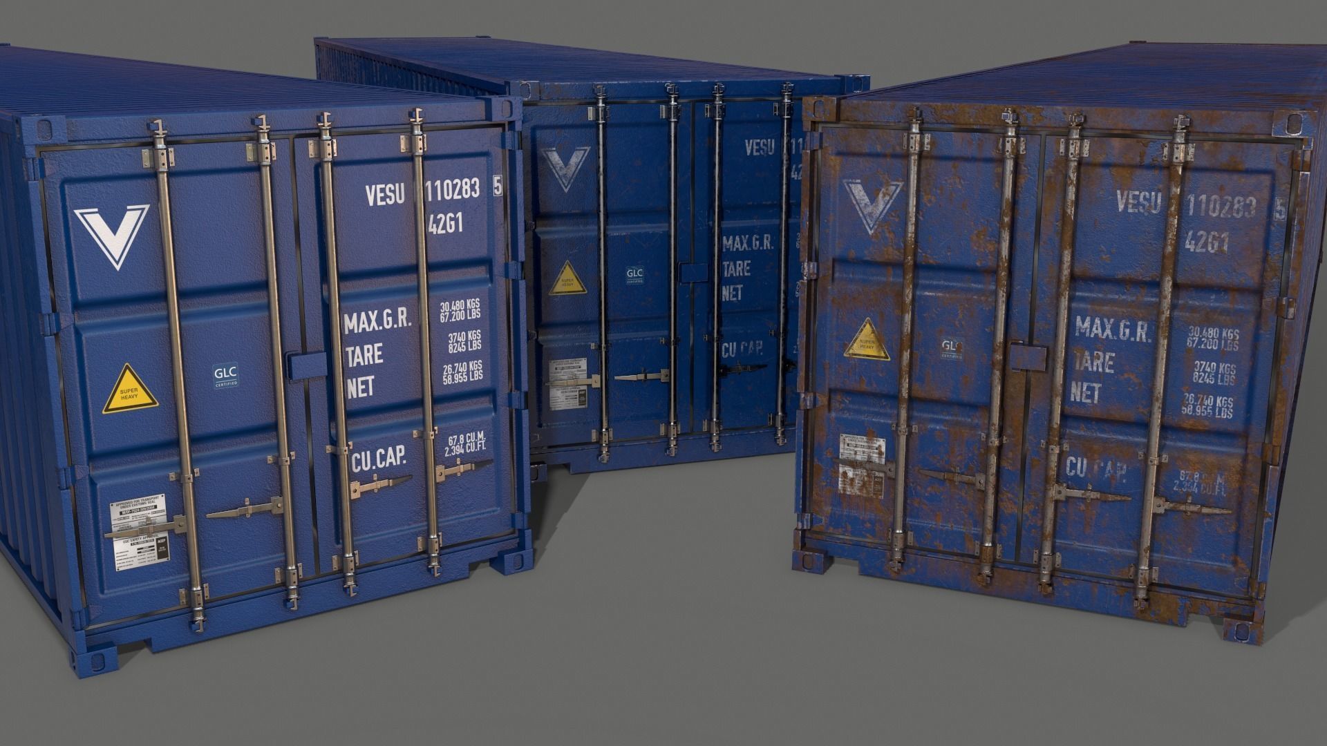 PBR 40 ft Shipping Cargo Container - Multi color Pack 3D Model Collection_42