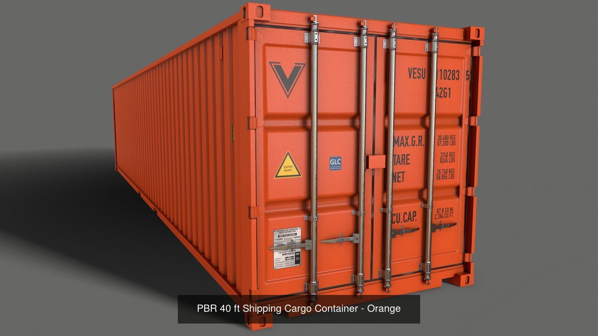 PBR 40 ft Shipping Cargo Container - Multi color Pack 3D Model Collection_29