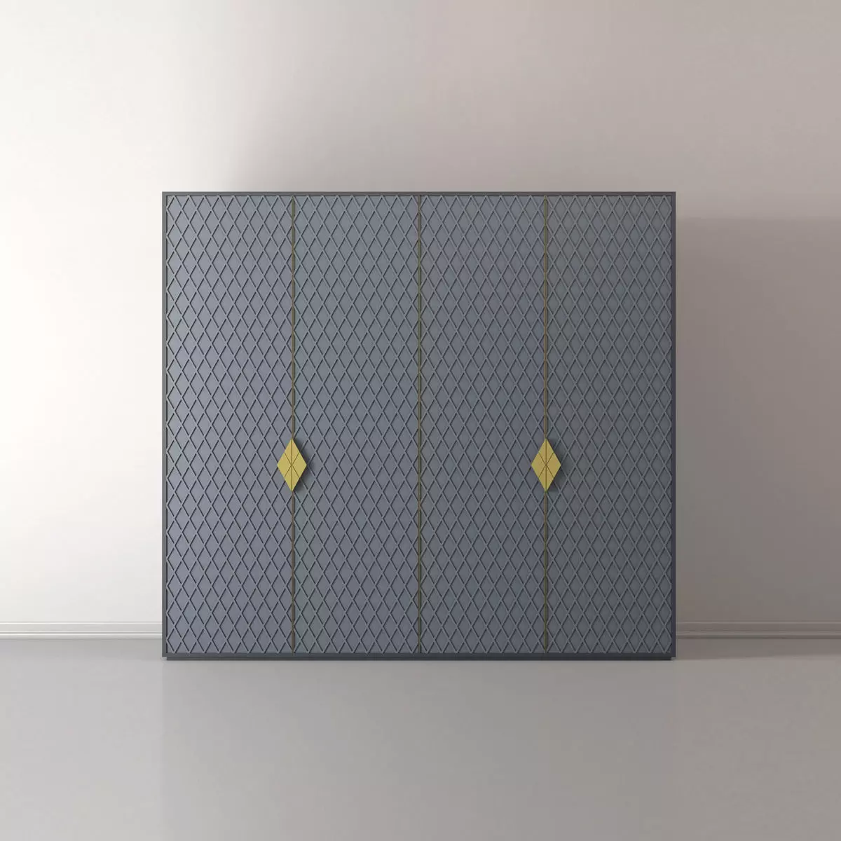 Cabinet wardrobe with gold handles 3D model