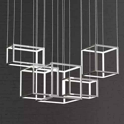 candela pendant light with four cubes hanging from it 3D model