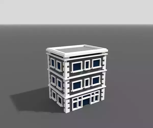Voxel City House Architecture Low-poly 3D model