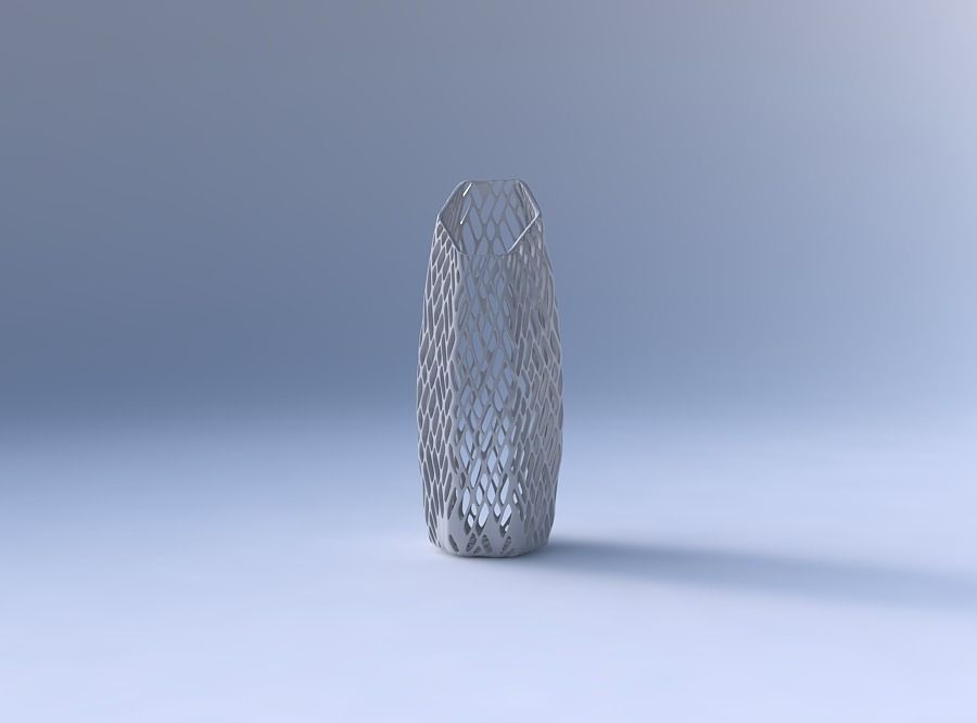 Vase bent hexagon with lattice tiles 3D print model_4