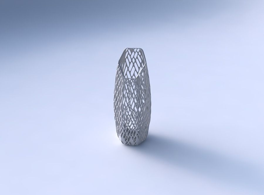 Vase bent hexagon with lattice tiles 3D print model_3