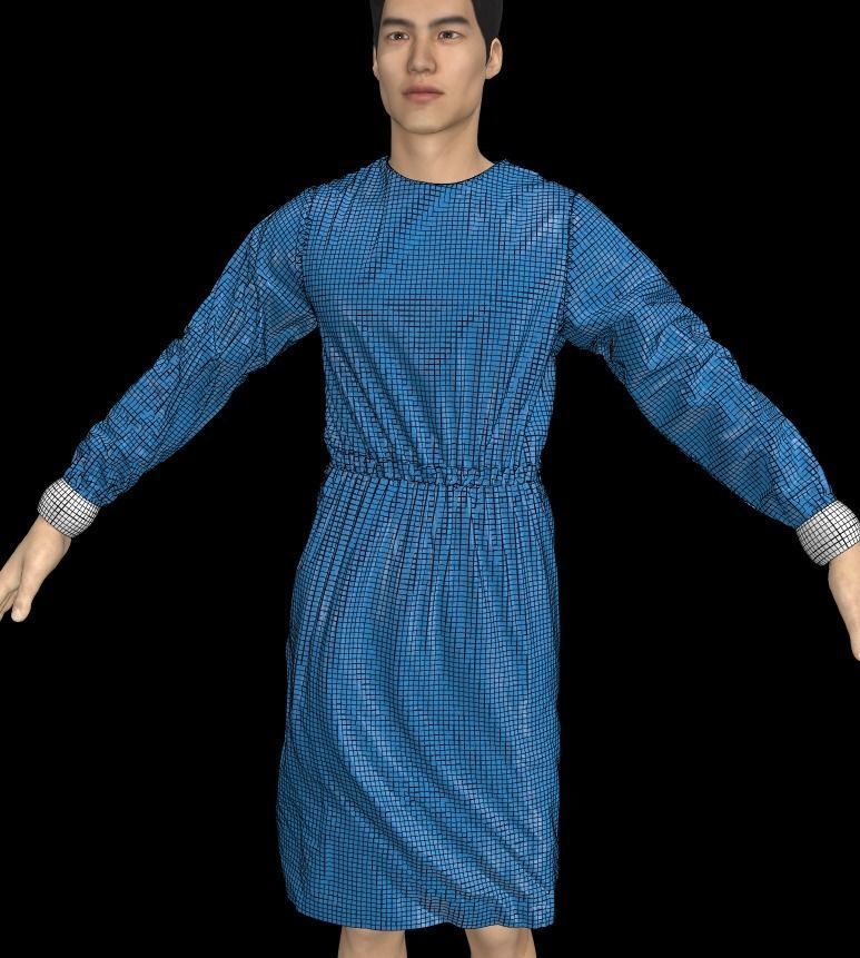 medical isolation gown 3D model_6