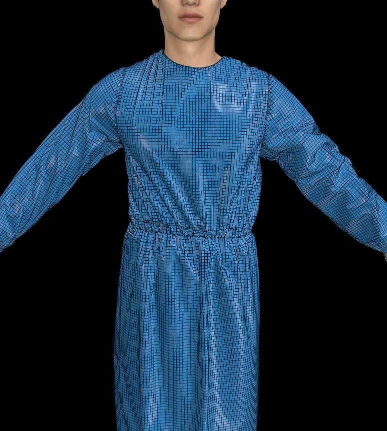 medical isolation gown 3D model_4