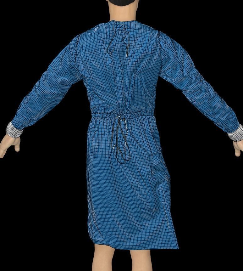 medical isolation gown 3D model_1