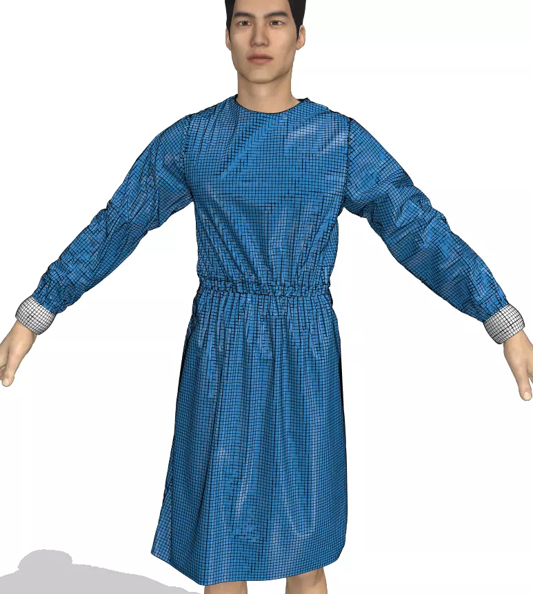 medical isolation gown 3D model_0