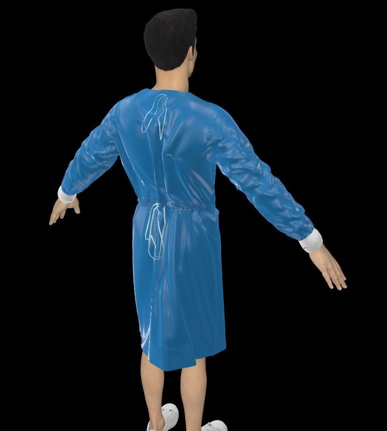 medical isolation gown 3D model_2