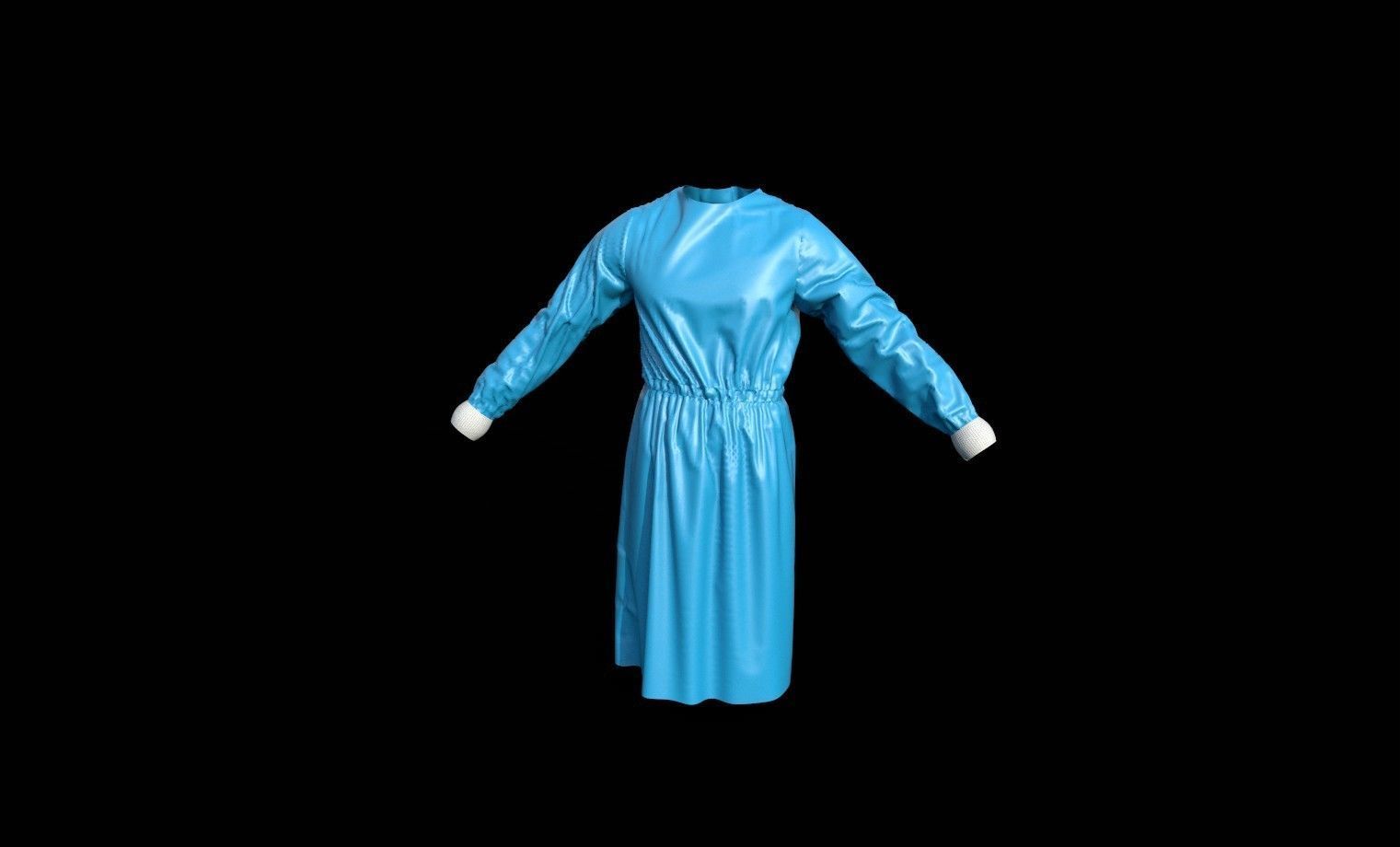 medical isolation gown 3D model_5