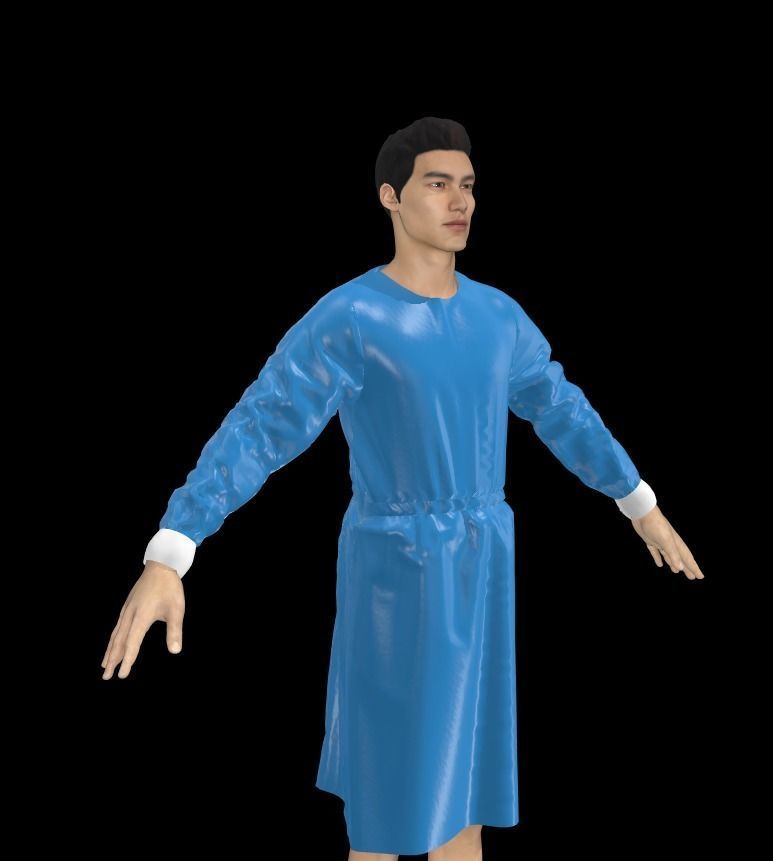 medical isolation gown 3D model_3