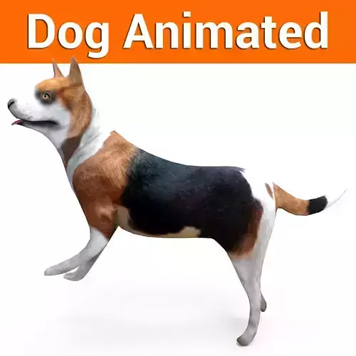 3D dog rigged  animated game ready low poly