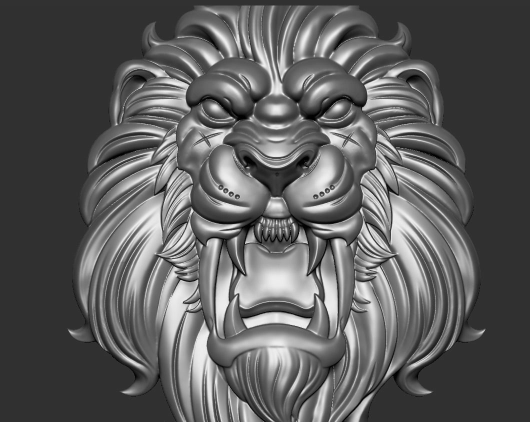 lion head 3D print model_6