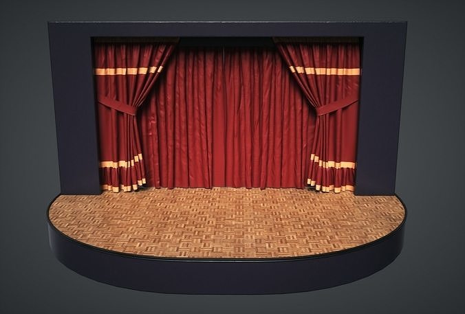 Theatre stage with curtains Low-poly 3D model