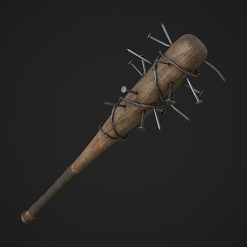 Nailed and Barbed Baseball Bat Low-poly 3D model