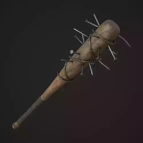 Nailed and Barbed Baseball Bat Low-poly 3D model