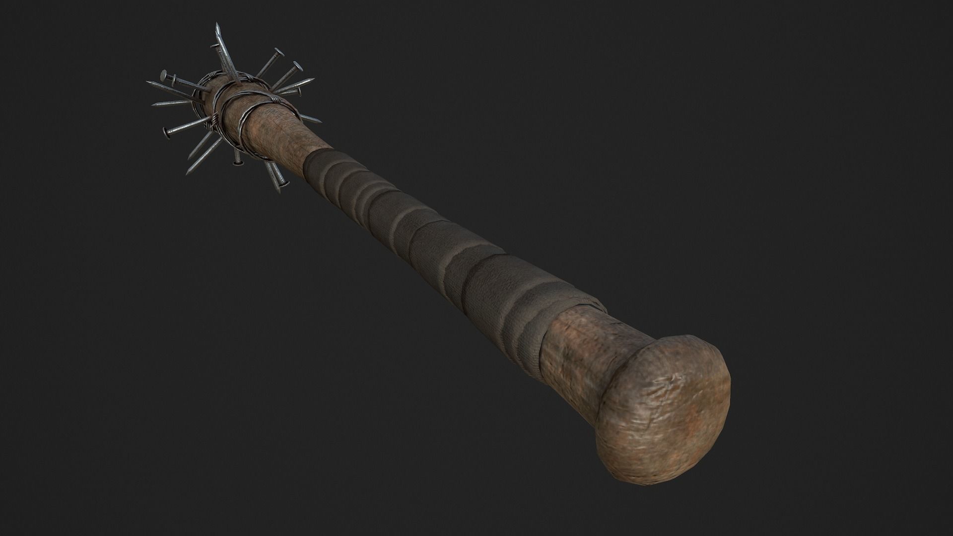 Nailed and Barbed Baseball Bat Low-poly 3D model_4