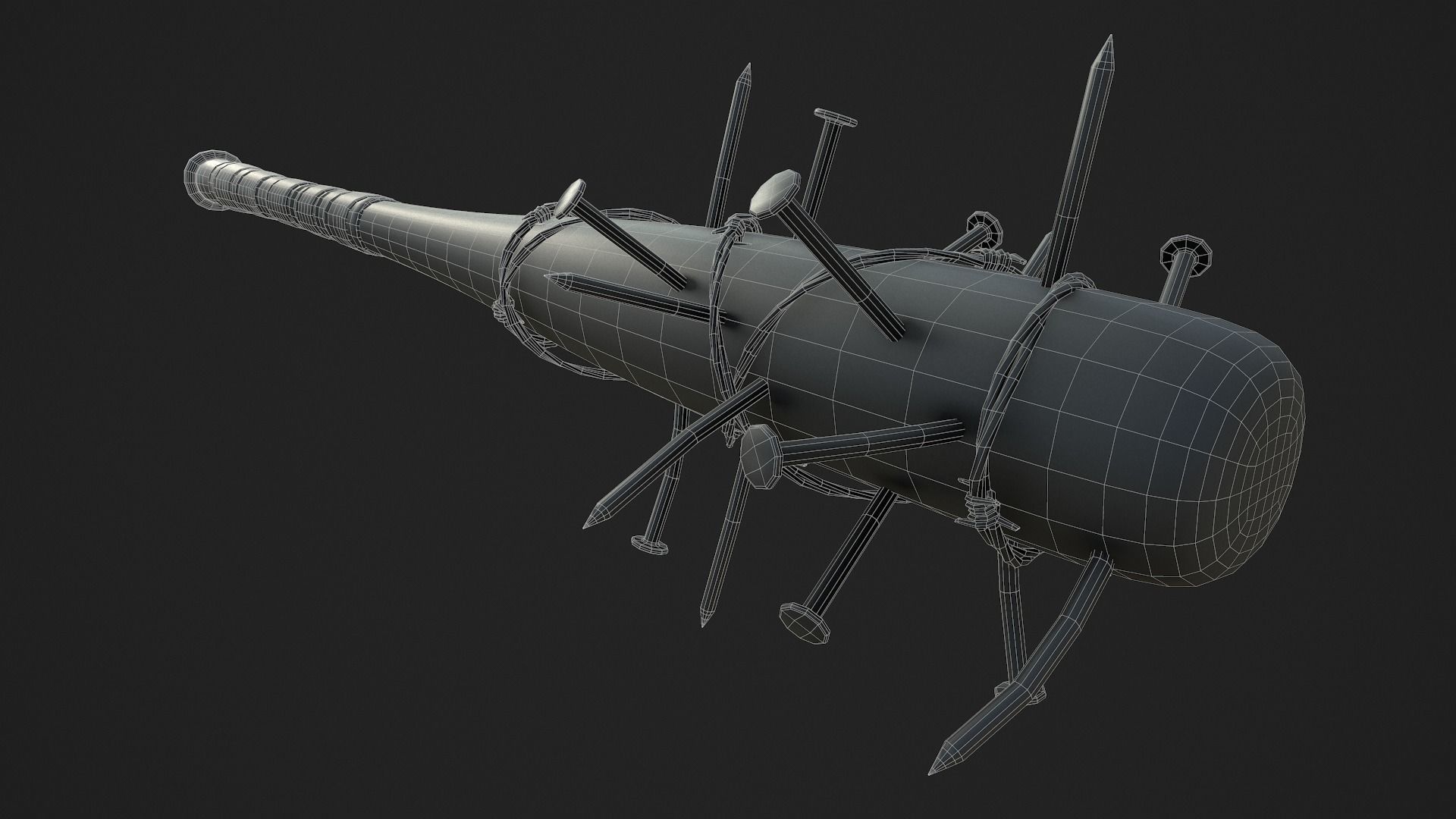 Nailed and Barbed Baseball Bat Low-poly 3D model_12