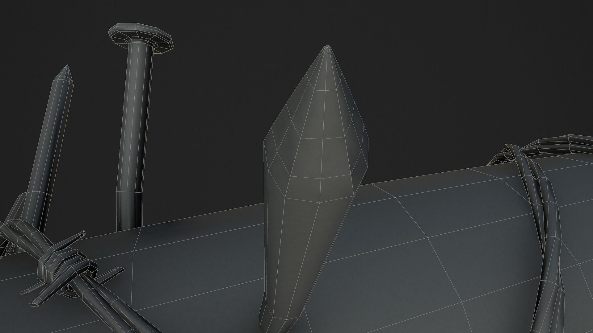 Nailed and Barbed Baseball Bat Low-poly 3D model_21