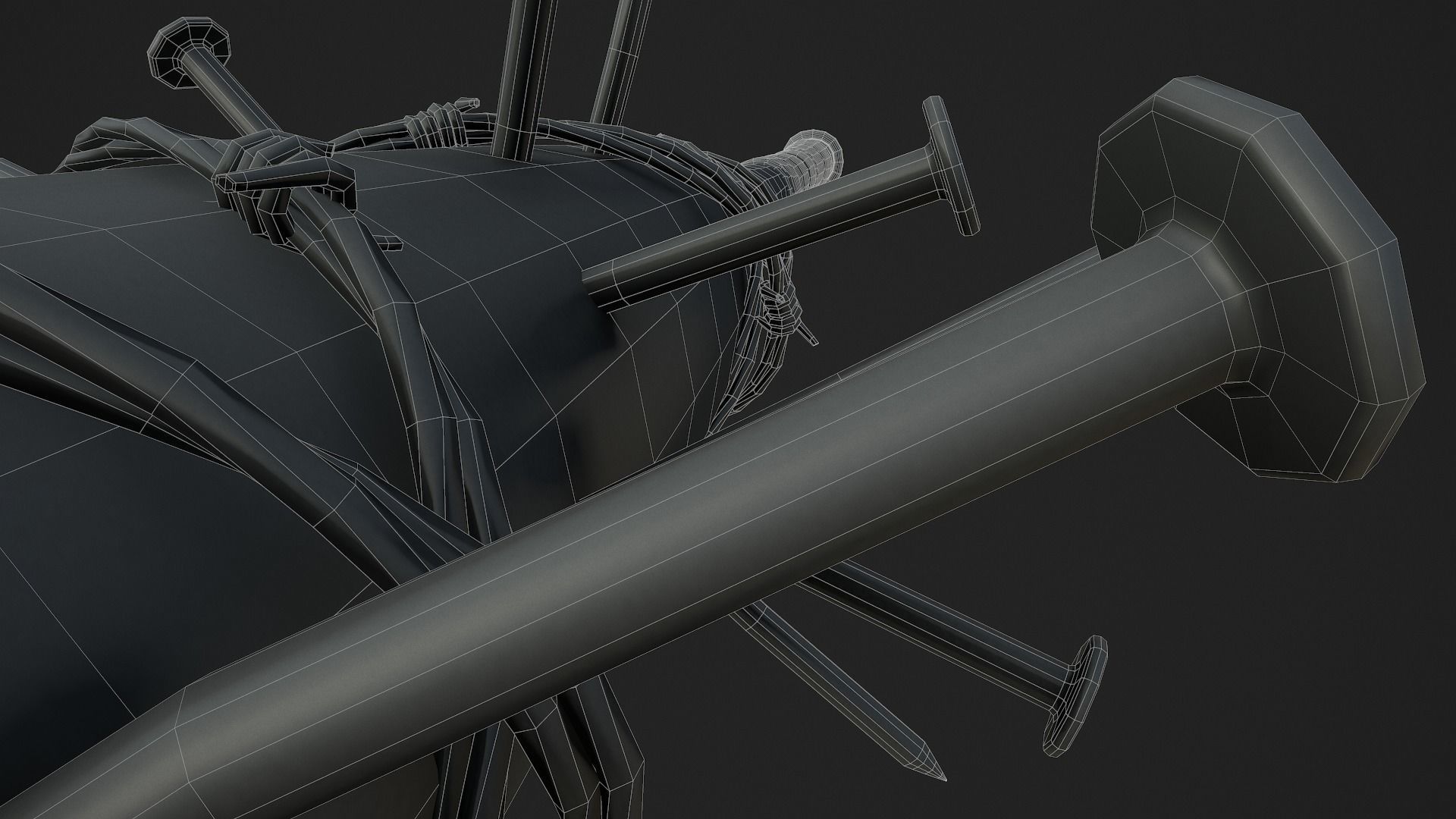 Nailed and Barbed Baseball Bat Low-poly 3D model_19