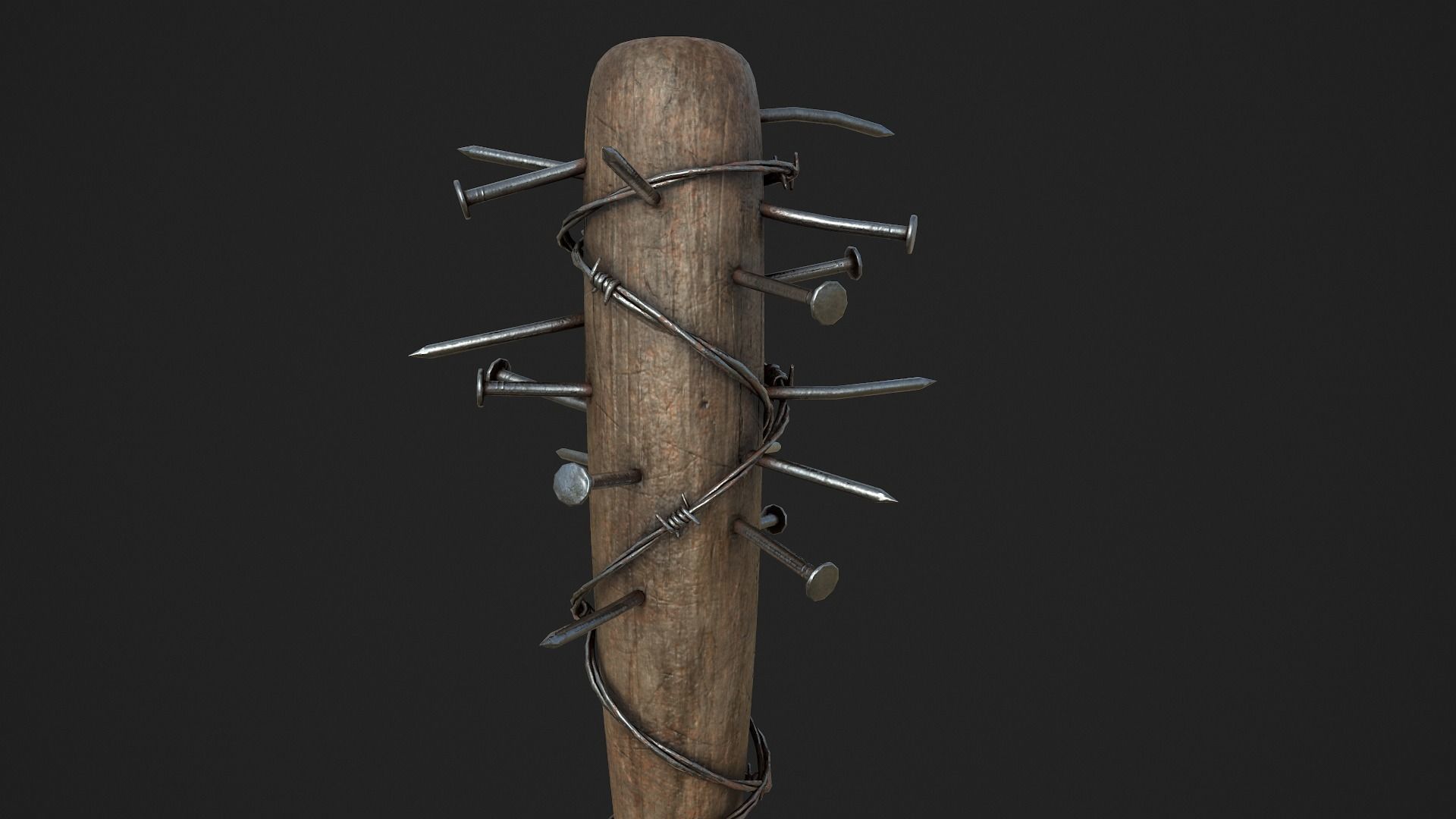 Nailed and Barbed Baseball Bat Low-poly 3D model_5